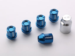 RAYS DURA SERIES DURALUMIN LOCK & NUT SET L32 STRAIGHT TYPE PACK OF 4 LOCK NUTS BLUE M12X1.25 FOR  7402-BULE-M12-1-25