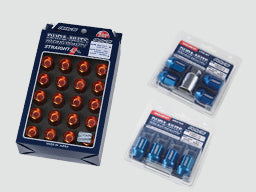 RAYS DURA SERIES DURALUMIN LOCK & NUT SET L32 STRAIGHT TYPE PACK OF 4 LOCK NUTS BLUE M12X1.5 FOR  7402-BULE-M12-1-5