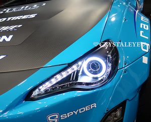 CRYSTAL EYE CCFL SQUID RING PROJECTOR HEADLIGHT V1 WITH BUILT-IN TURN SIGNAL LED (BLACK) FOR TOYOTA 86 ZN6 SUBARU BRZ S001BK