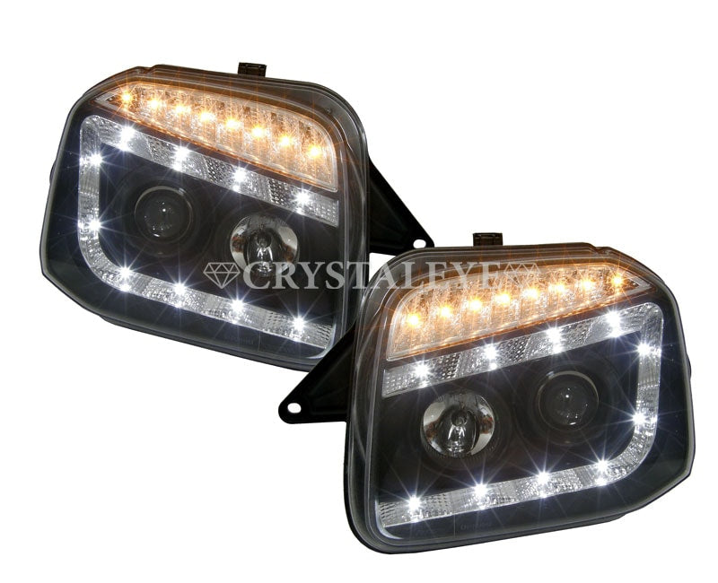 CRYSTAL EYE BUILT-IN FLOWING LED TURN SIGNALS 10-LED PROJECTOR HEADLIGHT V2 (BLACK TYPE) FOR SUZUKI JIMNY JB23 J199BK