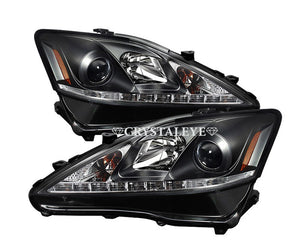 CRYSTAL EYE GSE20 21 25 LATE MODEL L-LINE POSITION BUILT-IN HEADLIGHT, BLACK FOR LEXSUS LEXUS IS 20 EARLY MID-TERM S171BK