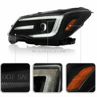 CRYSTAL EYE LED PROJECTOR HEADLIGHTS WITH SEQUENTIAL LED TURN SIGNALS, BLACK FOR SUBARU FORESTER SJ S339BK