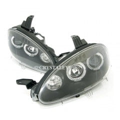 CRYSTAL EYE LED SQUID RING PROJECTOR HEADLIGHTS (BLACK) FOR MAZDA ROADSTER NB J104BK