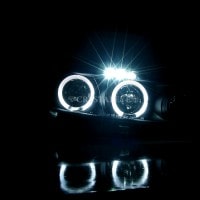CRYSTAL EYE LED SQUID RING PROJECTOR HEADLIGHTS (BLACK) FOR MAZDA ROADSTER NB J104BK