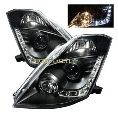 CRYSTAL EYE AUDI TYPE LED PROJECTOR HEADLIGHTS WITH POSITION LIGHTS (BLACK) FOR NISSAN FAIRLADY Z Z33 ZENKI S112BK