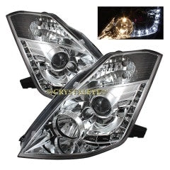 CRYSTAL EYE AUDI TYPE LED PROJECTOR HEADLIGHTS WITH POSITION LIGHTS (CLEAR) FOR NISSAN FAIRLADY Z Z33 KOUKI S111CR
