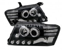 CRYSTAL EYE LED SQUID RING PROJECTOR HEADLIGHTS (BLACK) FOR MITSUBISHI PAJERO V60 V70  L057BK