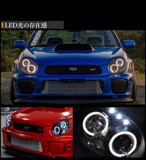 78WORKS HIGH-BRIGHTNESS LED SQUID RING HEADLIGHTS FOR HALOGEN VEHICLES BLACK FOR SUBARU GD EARLY IMPREZA WRX STI J220BK