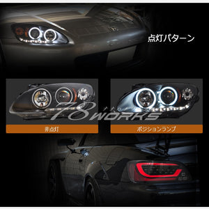 78WORKS SQUID RING HEADLIGHT V1 BLACK FOR HONDA S2000 AP1 EARLY MID TERM L013