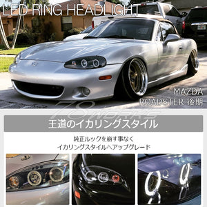 78WORKS LED SQUID RING HEADLIGHT BLACK FOR MAZDA NB2 NB3 NB4 ROADSTER (KOUKI) NB6C NB8C J104BKVWTS