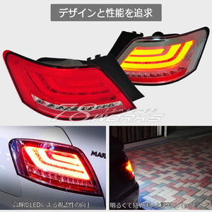 78WORKS FLOWING TURN SIGNAL TYPE FIBER LED TAIL LAMP V2 RED CLEAR FOR TOYOTA GRX120 SERIES MARK X L167