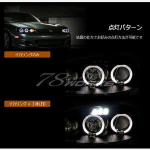 78WORKS LED SQUID RING HEADLIGHT BLACK FOR MAZDA NB2 NB3 NB4 ROADSTER (KOUKI) NB6C NB8C J104BKVWTS
