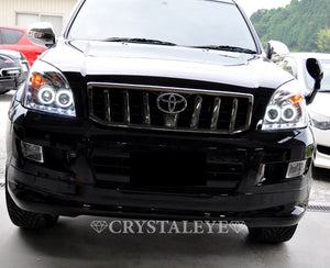 CRYSTAL EYE LED SQUID RING DOUBLE PROJECTOR LED HEADLIGHT BLACK FOR TOYOTA LAND CRUISER PRADO 120  L115-BK