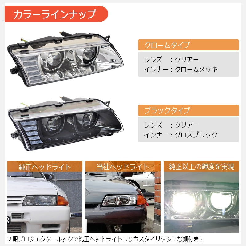 78WORKS HIGH-BRIGHTNESS LED 4-LIGHT FULL LED HEADLIGHTS IN BLACK