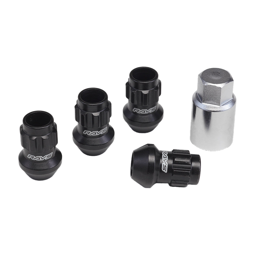 RAYS 17HEX RACING LOCK NUT SET L35 MEDIUM (OPEN END TYPE) 12X1.25 BK (BLACK) 74130000253BK