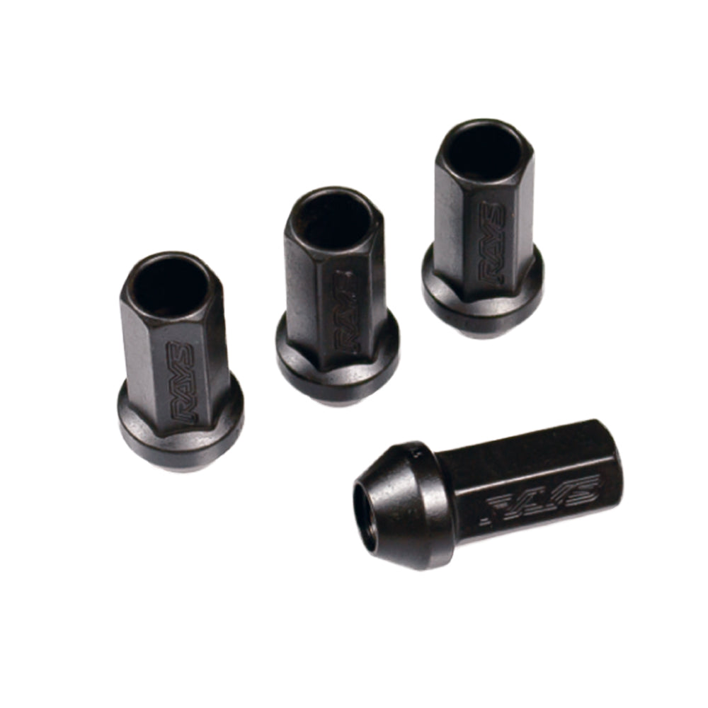 RAYS 17HEX RACING NUT L48 LONG (OPEN END TYPE) 4PC 12X1.25 BK (BLACK) 74130000205BK