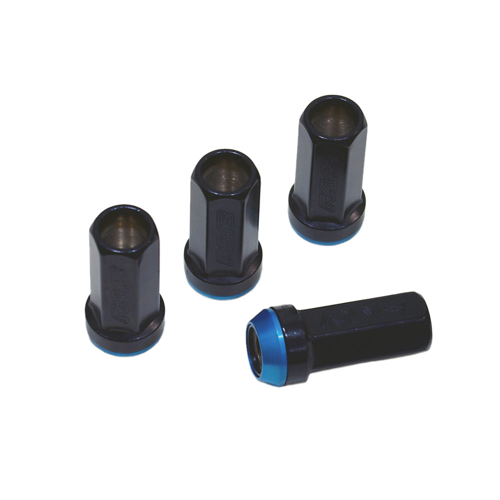 RAYS 17HEX RACING NUT L48 (2PC) 12X1.5 BL/BK (BLUE/BLACK) 74130000206BK
