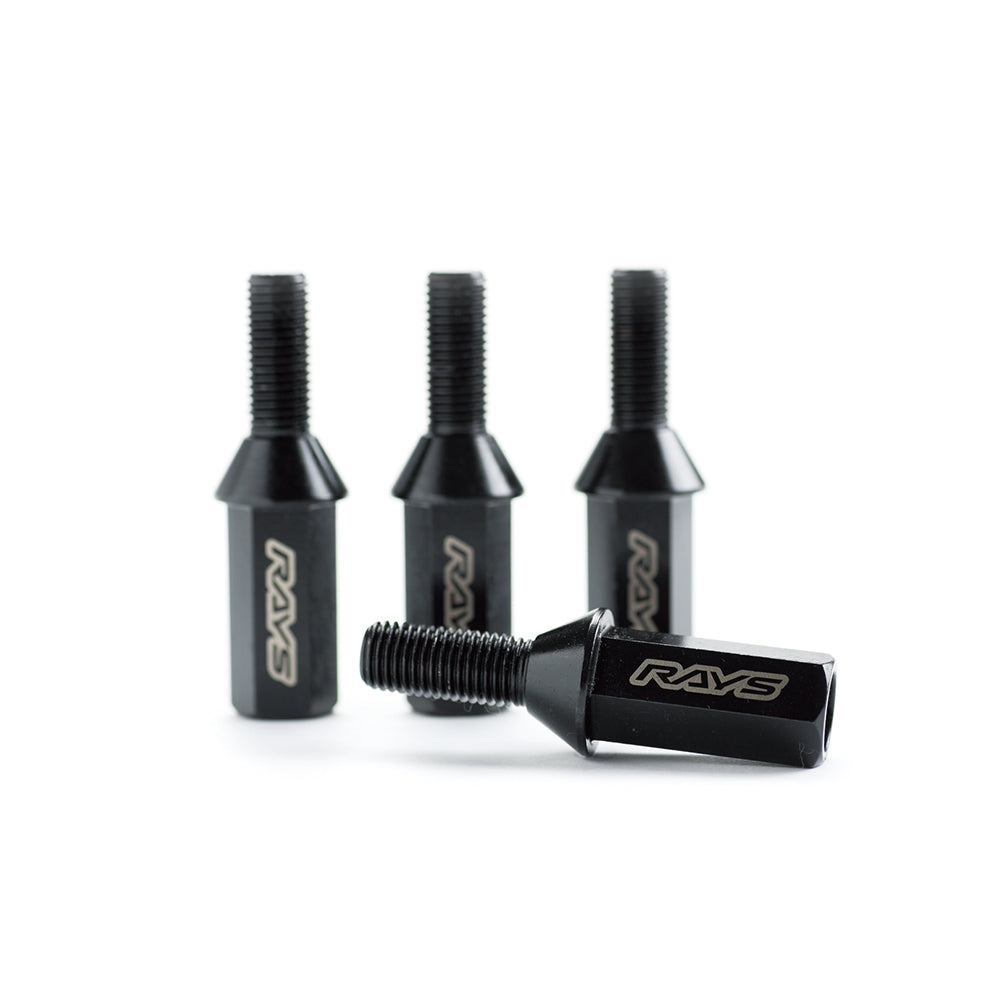 RAYS 17HEX RACING BOLT LONG 4PC 14X1.25 BK 28 (BLACK CHROME) 74130000305BK