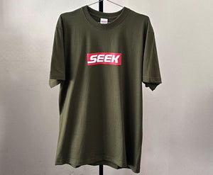 SEEKER SEEK SHORT SLEEVE T-SHIRT BOX LOGO GREEN COLOR L SIZE FOR  SEEK-SHIRT-GL