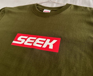 SEEKER SEEK SHORT SLEEVE T-SHIRT BOX LOGO GREEN COLOR M SIZE FOR  SEEK-SHIRT-GM