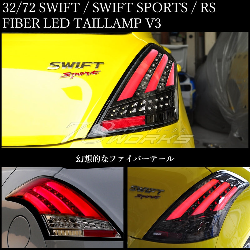 78WORKS FIBER LED TAIL V3 RED CLEAR FOR SUZUKI ZC72S ZD72S SWIFT SWIFT RS ZC32S SWIFT SPORT J185-RC