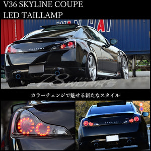 78WORKS LED TAIL LAMP V1 BLACK FOR NISSAN V36 G37 SKYLINE COUPE D066