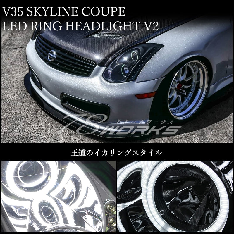 78WORKS SQUID RING HEADLIGHT BLACK FOR NISSAN V35 SKYLINE COUPE CPV35 CV35 G35 350GT L213