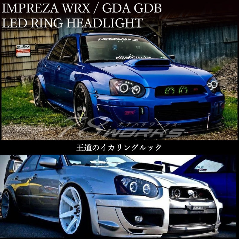 78WORKS LED SQUID RING HEADLIGHTS FOR HALOGEN VEHICLES BLACK FOR SUBARU GD GG IMPREZA MID-TERM WRX STI IMPREZA SPORTS WAGON J222BK
