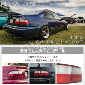 78WORKS US TYPE TAIL LAMP RED CLEAR FOR HONDA CIVIC COUPE FERIO EG7 EG8 EG9 EH1 EJ1 EJ3 S072RC