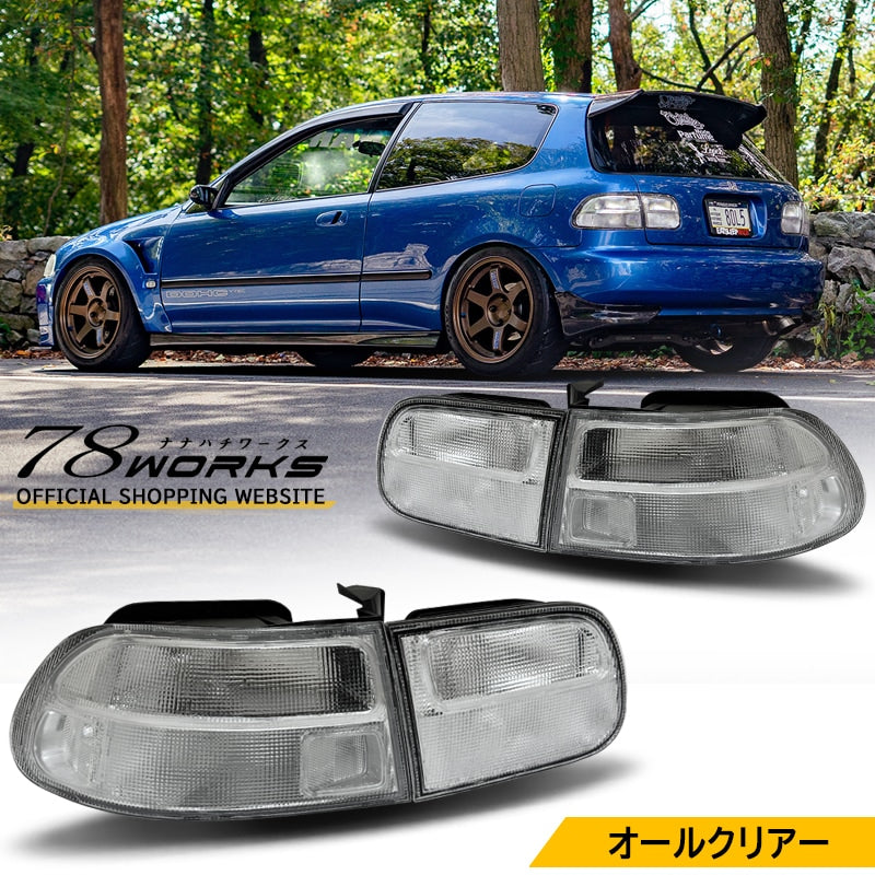 78WORKS US TYPE TAIL LAMP ALL CLEAR FOR HONDA CIVIC HATCHBACK EG3 EG4 EG6 SIR VTI S073FC