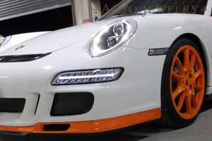 CRYSTAL EYE 991 STYLE FIBER LED RING HEADLIGHT (BLACK) AUTOJEWELRY FOR PORSCHE 997 911 2005Y-2009Y S163BK