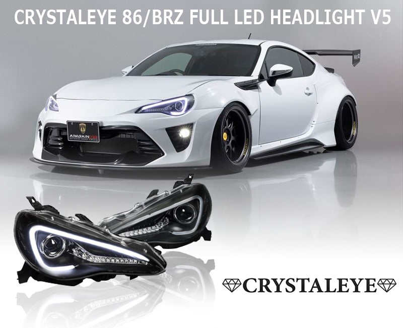 CRYSTAL EYE LED LIGHT BAR FULL LED HEADLIGHT V5 FLOWING TURN SIGNAL CHROME (CR) FOR TOYOTA 86 SUBARU BRZ J310-CR