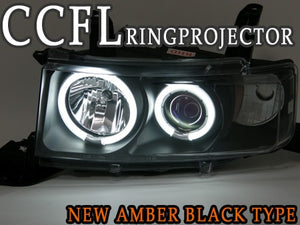 CRYSTAL EYE CCFL SQUID RING BLUE PROJECTOR HEADLIGHTS AMBER REFLECTOR BLACK TYPE FOR TOYOTA BB NCP30  S014BK
