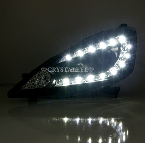 CRYSTAL EYE LED PROJECTOR HEADLIGHT V3 (BLACK) FOR HONDA FIT GE6-9 ZENKI GENUINE HID CAR J084BK
