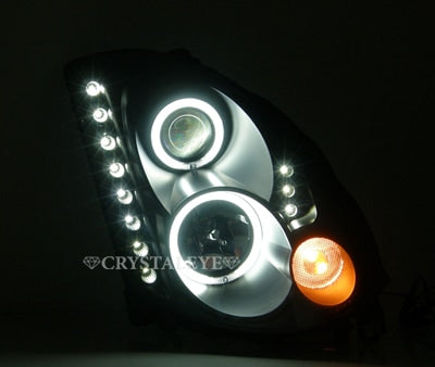 CRYSTAL EYE CCFL SQUID RING PROJECTOR HEADLIGHT (BLACK) FOR NISSAN SKYLINE COUPE V35 L042BK