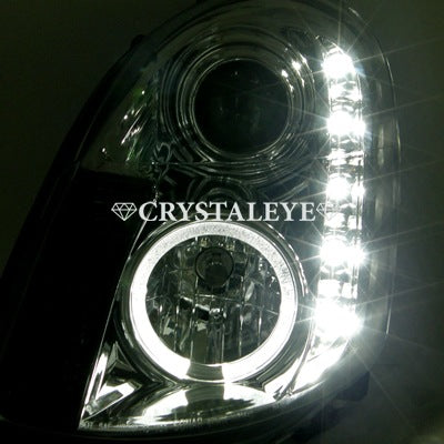 CRYSTAL EYE SQUID RING PROJECTOR HEADLIGHTS (CHROME) FOR NISSAN SKYLINE SEDAN V35 S092CR