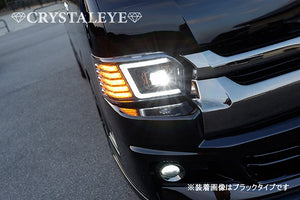 CRYSTAL EYE SEQUENTIAL TURN SIGNALS FULL LED HEADLIGHT V3 HIGH GRADE MODEL BLACK FOR TOYOTA HIACE 200 4TH 5TH 6TH 7TH GENERATION U013