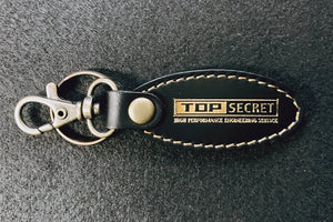 TOP SECRET LEATHER KEY RING BLACK RED STITCHING FOR  TOP-SECRET-00339
