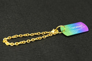 TOP SECRET TITANIUM KEY CHAIN – DOG TAG TYPE BLUE GOLD FOR  TOP-SECRET-00306