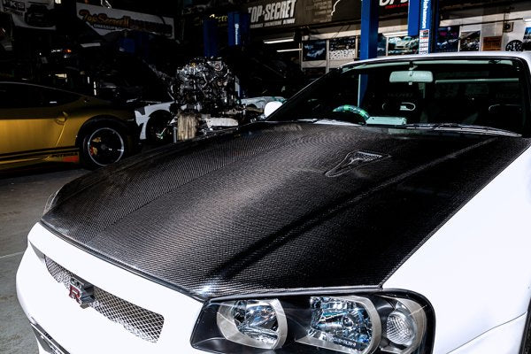 TOP SECRET DRY CARBON BONNET FOR NISSAN SKYLINE GT-R BNR34 TOP-SECRET-00357