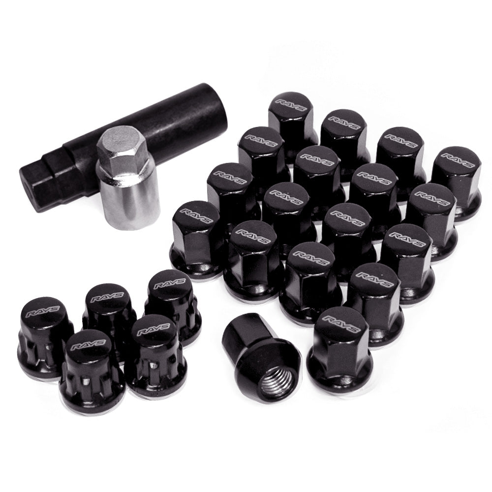 RAYS 17HEX NUT & LOCK SET L31 23PC M12X1.25 BLACK FOR SUZUKI JIMNY 74081000009BK