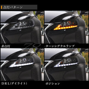 78WORKS LATE MODEL GENUINE LOOK FLOWING TURN SIGNAL L-LINE HEADLIGHT V3 BLACK FOR LEXUS 20 SERIES IS ISF ISC ZENKI S257