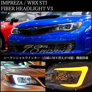 78WORKS FIBER HEADLIGHT V3 HID CAR BLACK FOR SUBARU GE GH GR GV IMPREZA WRX STI S413BKVWTS
