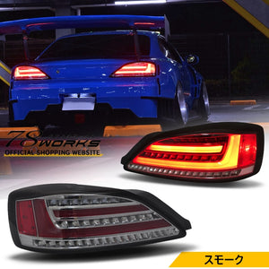 78WORKS FLOWING TURN SIGNALS SIDE MARKERS FIBER LED TAIL LAMPS SMOKED FOR NISSAN S15 SILVIA VERIETTA L217SM