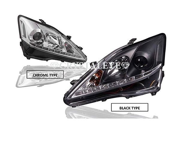 CRYSTAL EYE L-LINE HEADLIGHT V3 WITH SEQUENTIAL TURN SIGNALS, BLACK FOR LEXSUS LEXUS IS 20  S257BKVWRG