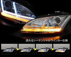 CRYSTAL EYE 8S LOOK HEADLIGHT SEQUENTIAL TURN SIGNAL CHROME FOR AUDI AUDI TT 8J KOUKI S297-CR