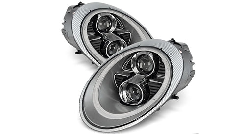 CRYSTAL EYE 991 STYLE FIBER LED RING HEADLIGHT (SILVER) AUTOJEWELRY FOR PORSCHE 997 911 2005Y-2009Y S163SV