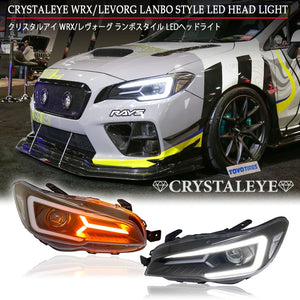CRYSTAL EYE LAMBO STYLE LED HEADLIGHTS VAB VAG VM4 VMG FOR SUBARU WRX STI S4 LEVORG J318BK