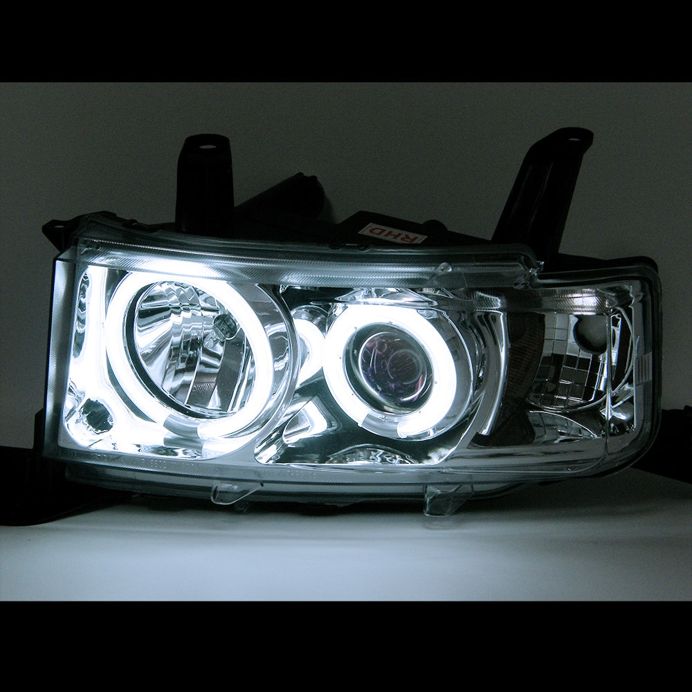 CRYSTAL EYE CCFL SQUID RING PROJECTOR HEADLIGHTS, AMBER REFLECTOR