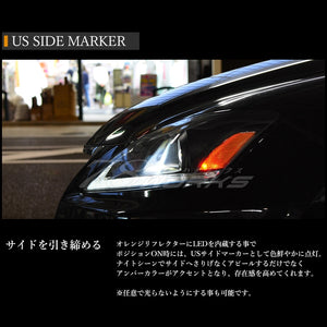 78WORKS LATE MODEL GENUINE LOOK FLOWING TURN SIGNAL L-LINE HEADLIGHT V3 BLACK FOR LEXUS 20 SERIES IS ISF ISC ZENKI S257